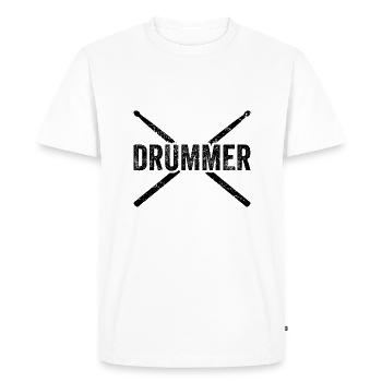 DRUMMER batteur batteur cadeau - T-shirt Premium bio Homme - blanc - Devant - Nico (187cm)