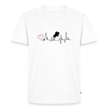 Heartbeat Show Jumping Heart - Men's Premium Organic T-Shirt - white - Front - Nico (187cm)