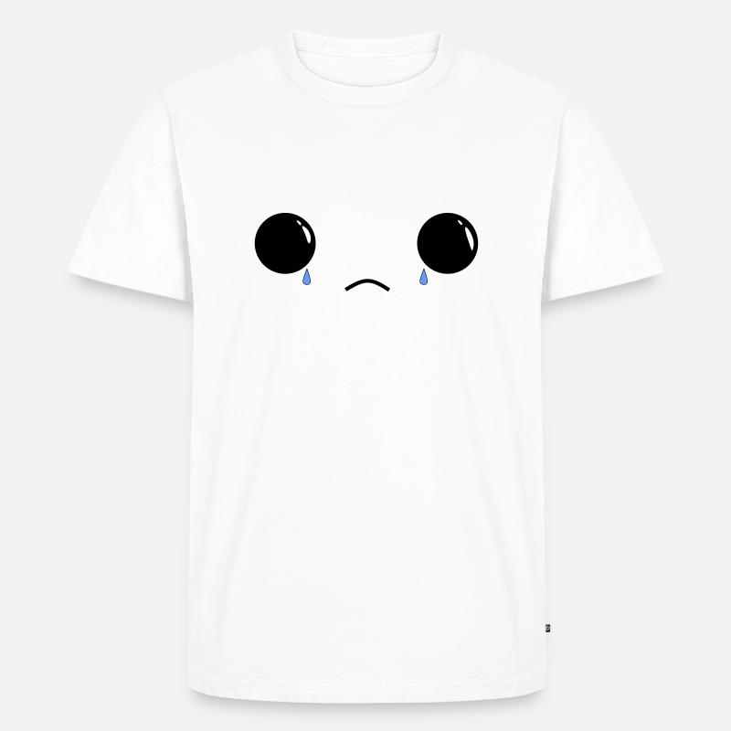 Cute sad face - Männer Premium Bio T-Shirt - Weiß