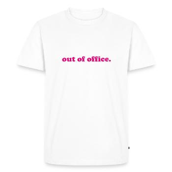 out of office - Nicht im Büro - ausserhaus - Men's Premium Organic T-Shirt - white - Front - Nico (187cm)
