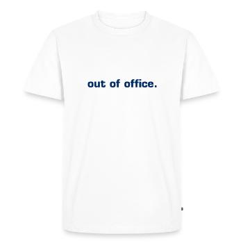 out of office - Nicht im Büro - ausserhaus - Men's Premium Organic T-Shirt - white - Front - Nico (187cm)