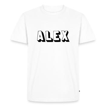 Nom - Alex - T-shirt Premium bio Homme - blanc - Devant - Nico (187cm)