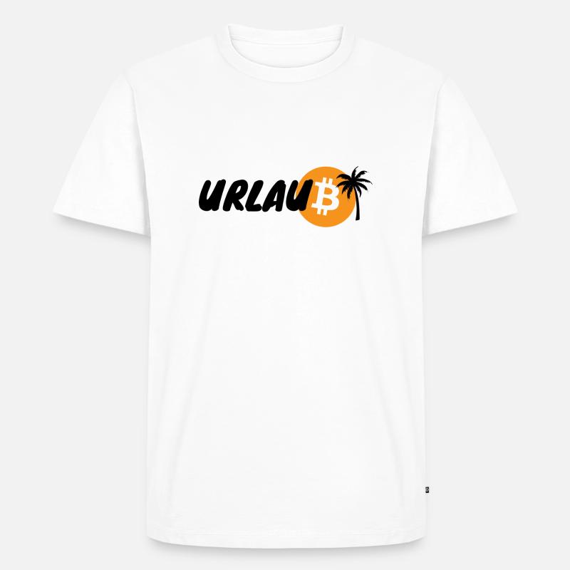 Krypto Urlaub BTC Bitcoin 2 - Männer Premium Bio T-Shirt - Weiß
