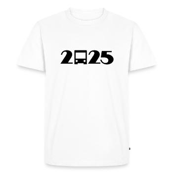 Bus, Voyage, Vacances, Voyage scolaire 2025 - T-shirt Premium bio Homme - blanc - Devant - Nico (187cm)