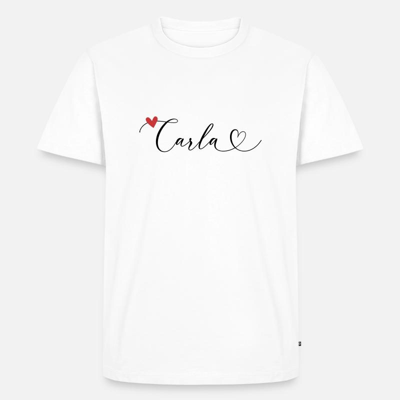 Carla Surname First name Calligraphy Heart - Men's Premium Organic T-Shirt - white