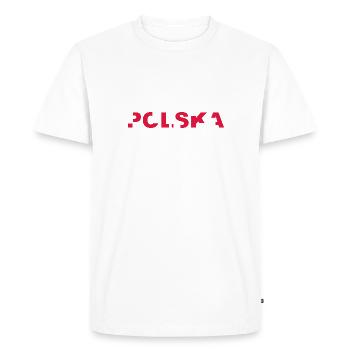 Polska Lettering - Polen - Poland - polnisch - Men's Premium Organic T-Shirt - white - Front - Nico (187cm)