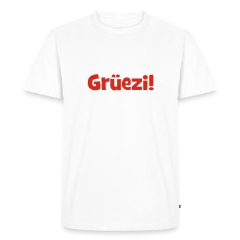 Grüezi - Schweiz - Switzerland - Swiss - Suisse - T-shirt Premium bio Homme - blanc - Devant - Nico (187cm)
