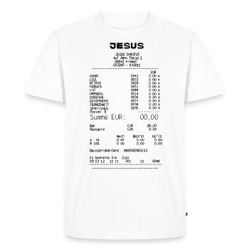 Rechnung Jesus - Kaufbeleg Sünde (schwarz) - Männer Premium Bio T-Shirt - Weiß - Vorne - Nico (187cm)