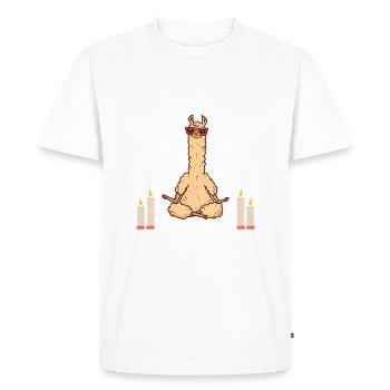 le lama méditatif se détend sans stress - T-shirt Premium bio Homme - blanc - Devant - Nico (187cm)