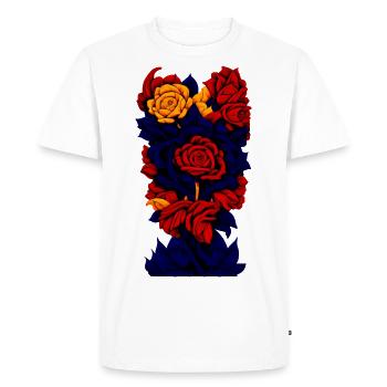 Fleurs (bleu foncé, rouge, jaune) - T-shirt Premium bio Homme - blanc - Devant - Nico (187cm)