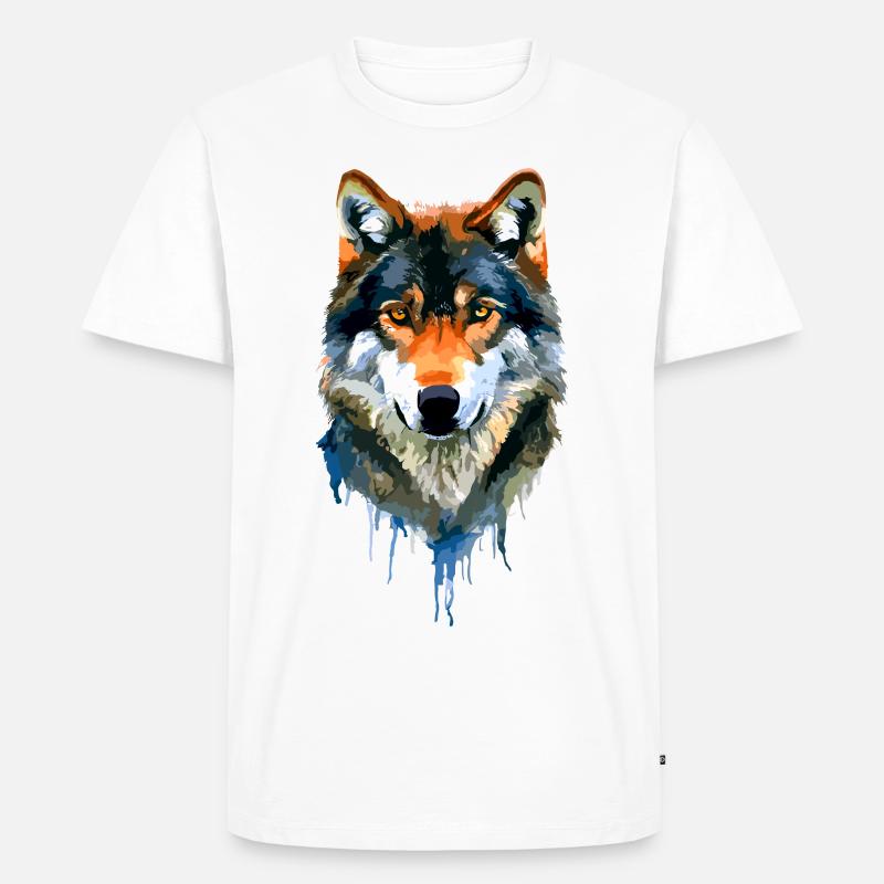 Der Wolf - Männer Premium Bio T-Shirt - Weiß