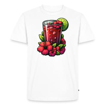 Red hibiscus tea cup - Men's Premium Organic T-Shirt - white - Front - Nico (187cm)