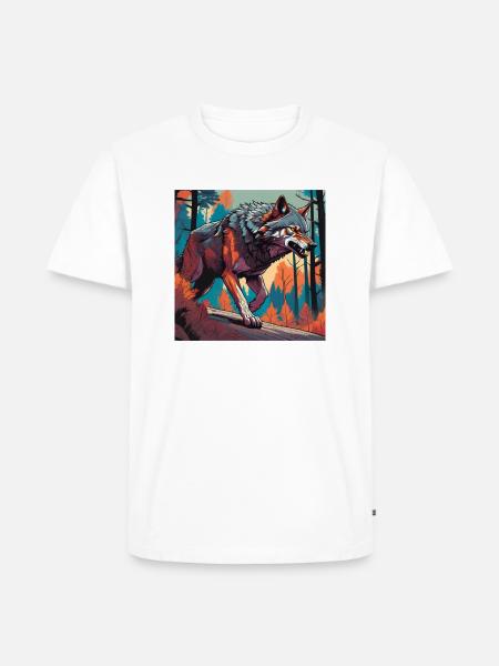 Ein knalliger Wolf - Männer Premium Bio T-Shirt - Weiß