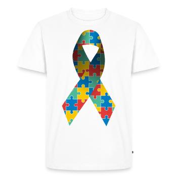 Ruban de sensibilisation à l’autisme et au syndrome d’Asperger - T-shirt Premium bio Homme - blanc - Devant - Nico (187cm)