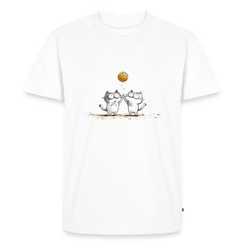 Chats jouant au beach-volley - T-shirt Premium bio Homme - blanc - Devant - Nico (187cm)