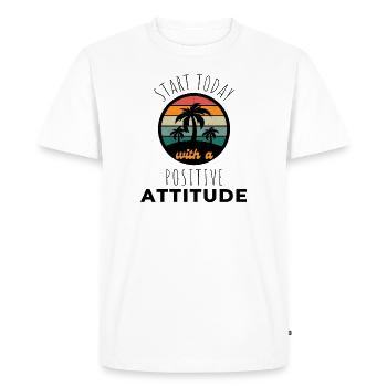 POSITIVE ATTITUDE MINDSET Motivation - Men's Premium Organic T-Shirt - white - Front - Nico (187cm)