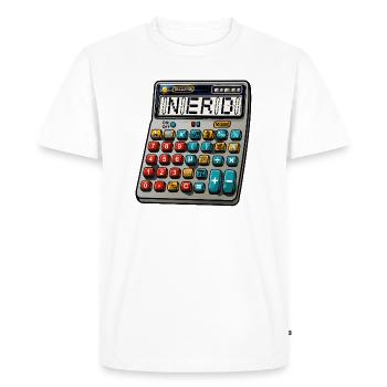 Retro Taschenrechner - Calculatrice Nerd - T-shirt Premium bio Homme - blanc - Devant - Nico (187cm)