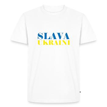 Slava Ukraini No War Frieden Peace - Men's Premium Organic T-Shirt - white - Front - Nico (187cm)