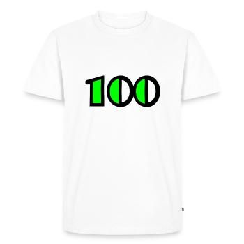 100 ANS. 100e ANNIVERSAIRE. ANNIVERSAIRE 100 ANS - T-shirt Premium bio Homme - blanc - Devant - Nico (187cm)