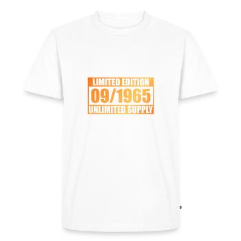 60e anniversaire édition limitée - ꝏ Approvisionnement 09/1965 - T-shirt Premium bio Homme - blanc - Devant - Nico (187cm)