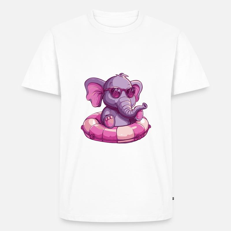 Elefant Comic Cool - Männer Premium Bio T-Shirt - Weiß