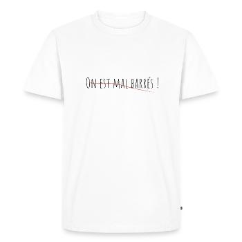 On est mal barrés ! - T-shirt Premium bio Homme - blanc - Devant - Nico (187cm)