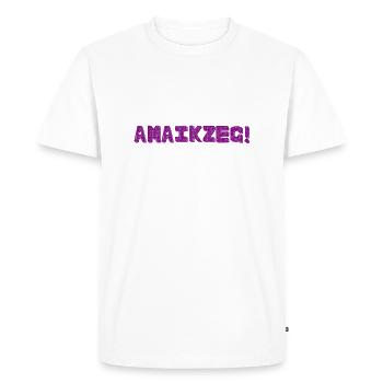 AMAIKZEG – Antwerp Surprise Shirt - Men's Premium Organic T-Shirt - white - Front - Nico (187cm)