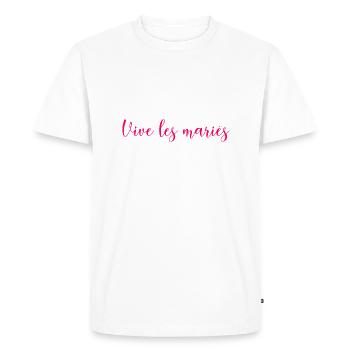 VIVE LES MARIES. JUST MARRIED. VIVE LES MARIES - T-shirt Premium bio Homme - blanc - Devant - Nico (187cm)