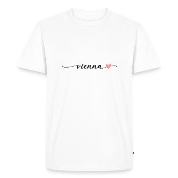 Nom de Vienne Vienna Word Calligraphy Script - T-shirt Premium bio Homme - blanc - Devant - Nico (187cm)