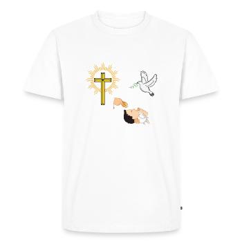 Baptêmes de bébé avec une colombe et une croix - T-shirt Premium bio Homme - blanc - Devant - Nico (187cm)