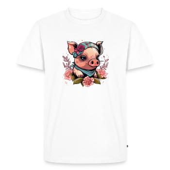 Piggy avec foulard - T-shirt Premium bio Homme - blanc - Devant - Nico (187cm)