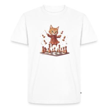 Chat d’échecs - T-shirt Premium bio Homme - blanc - Devant - Nico (187cm)