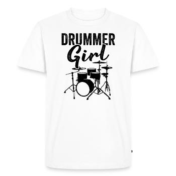 Vintage Drummer Girl Drum Set Musicien - T-shirt Premium bio Homme - blanc - Devant - Nico (187cm)