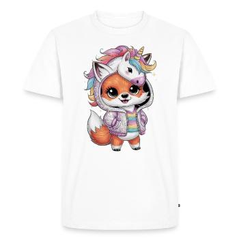 Kawaii Fox in Cartoon Style with Unicorn Outfit - Men's Premium Organic T-Shirt - white - Front - Nico (187cm)
