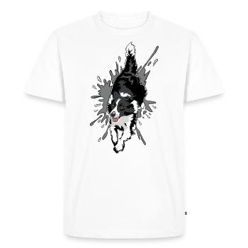 Border Collie in action - Men's Premium Organic T-Shirt - white - Front - Nico (187cm)