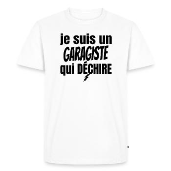 je suis un garagiste qui déchire - T-shirt Premium bio Homme - blanc - Devant - Nico (187cm)