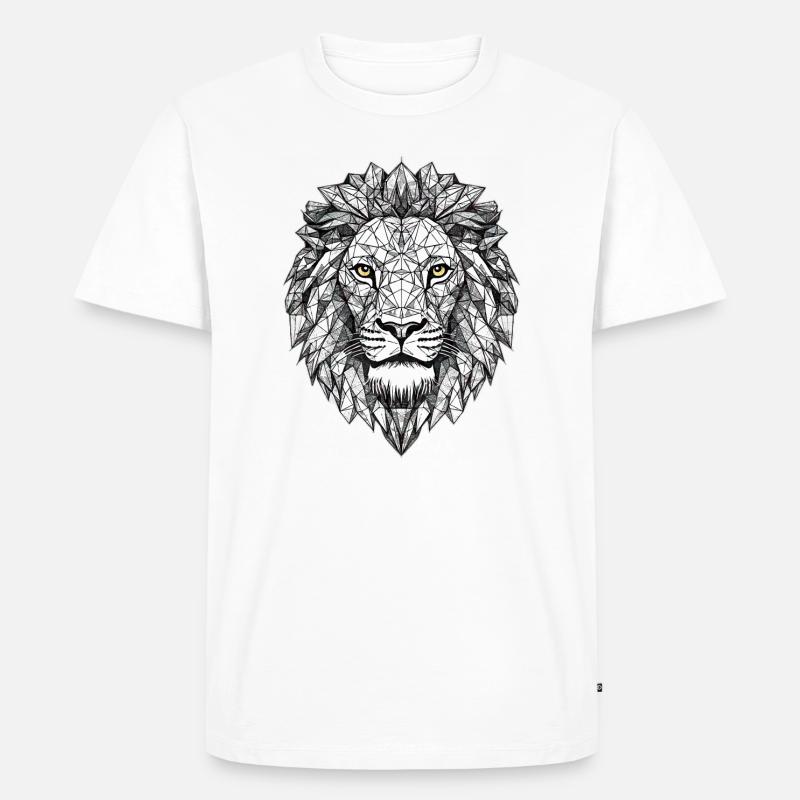 Geometrischer Löwe - Männer Premium Bio T-Shirt - Weiß