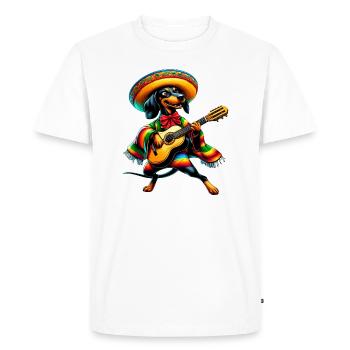 Cinco de Mayo Dachshund Mariachi Guitare - T-shirt Premium bio Homme - blanc - Devant - Nico (187cm)