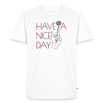 Bonne journée Doigt du milieu Rose Femmes Cadeau - T-shirt Premium bio Homme - blanc - Devant - Nico (187cm)