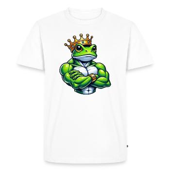 Muscular Frog Prince Fitness Workout Training - Men's Premium Organic T-Shirt - white - Front - Nico (187cm)
