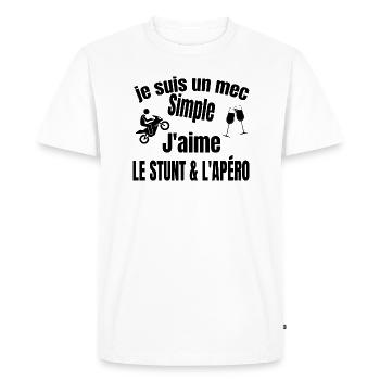 stunt et apéro - T-shirt Premium bio Homme - blanc - Devant - Nico (187cm)