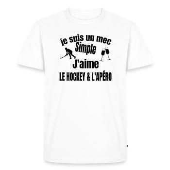 hockey et apéro - T-shirt Premium bio Homme - blanc - Devant - Nico (187cm)
