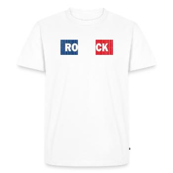 Rostock - Blau/Weiß/Rote Hansestadt - Männer Premium Bio T-Shirt - Weiß - Vorne - Nico (187cm)