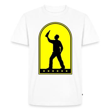 Boire une bouteille de bière - T-shirt Premium bio Homme - blanc - Devant - Nico (187cm)