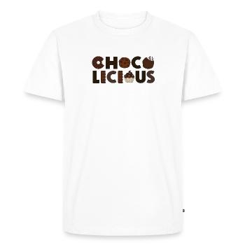 Chocolate Design - CHOCO LICIOUS - T-shirt Premium bio Homme - blanc - Devant - Nico (187cm)