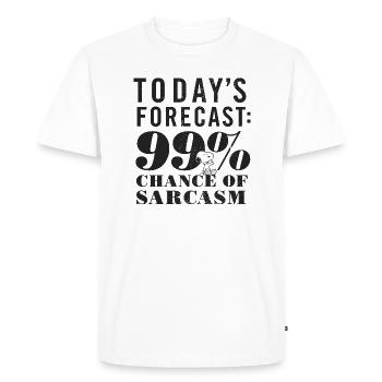 Peanuts Snoopy 99% Chance Sarcasme - T-shirt Premium bio Homme - blanc - Devant - Nico (187cm)