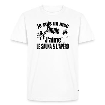 sauna et apéro - T-shirt Premium bio Homme - blanc - Devant - Nico (187cm)