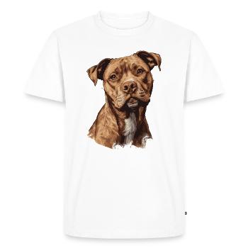 Funny American Staffordshire Terrier puppy - Men's Premium Organic T-Shirt - white - Front - Nico (187cm)