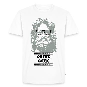 Greek Geek - T-shirt Premium bio Homme - blanc - Devant - Nico (187cm)