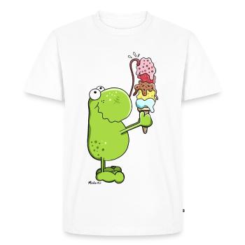 Grenouille avec glace - T-shirt Premium bio Homme - blanc - Devant - Nico (187cm)